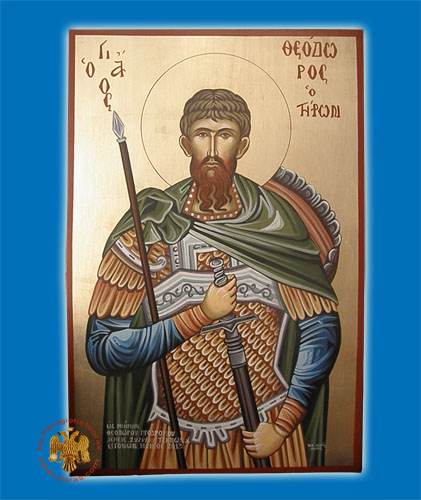 Hand Painted Saint Theodoros of Tyron Wooden Icon<b>Special Order</b>